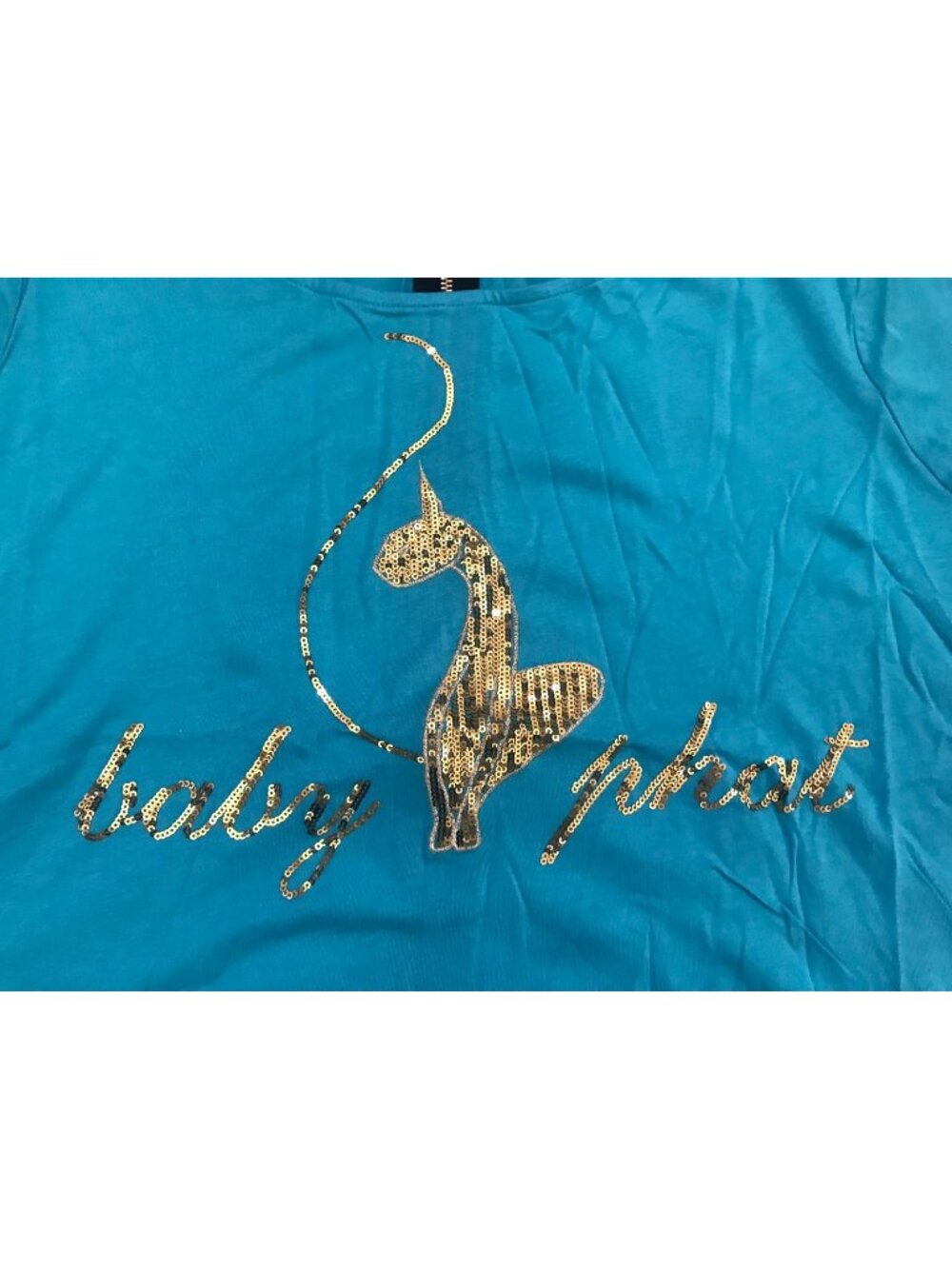 BABY PHAT Sequined Zipper Back High Low Teal Blue Top Plus Size 1X 2X NWT